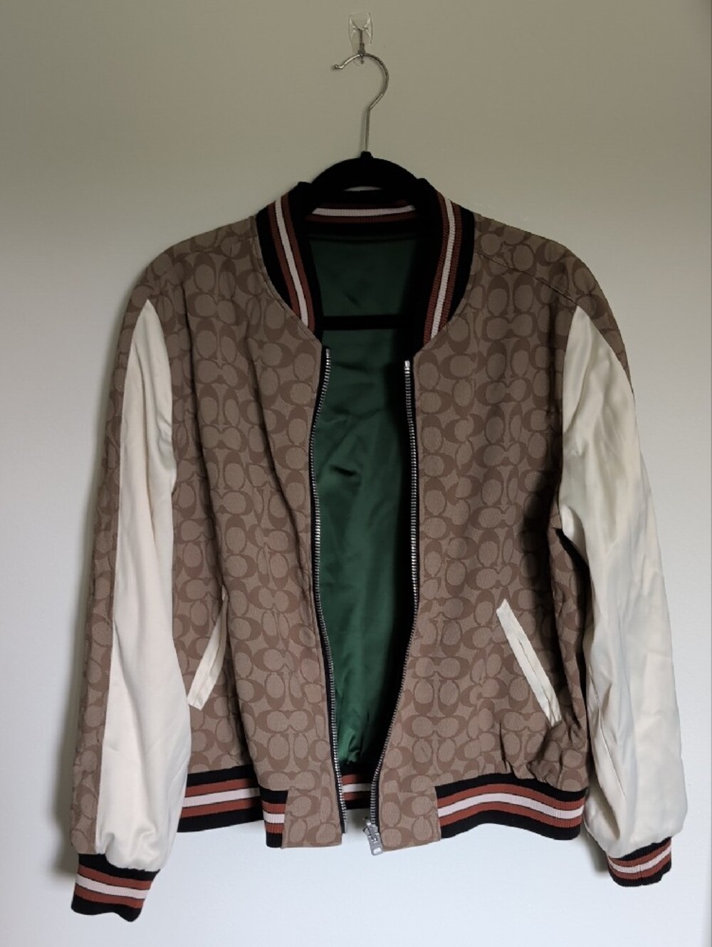 Coach Green Satin Bomber Jacket - Picture 4 of 6